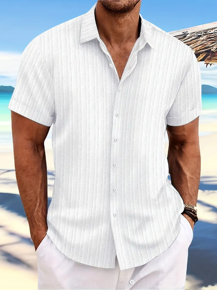 Mens Relaxed Fit Shirt Striped Cotton