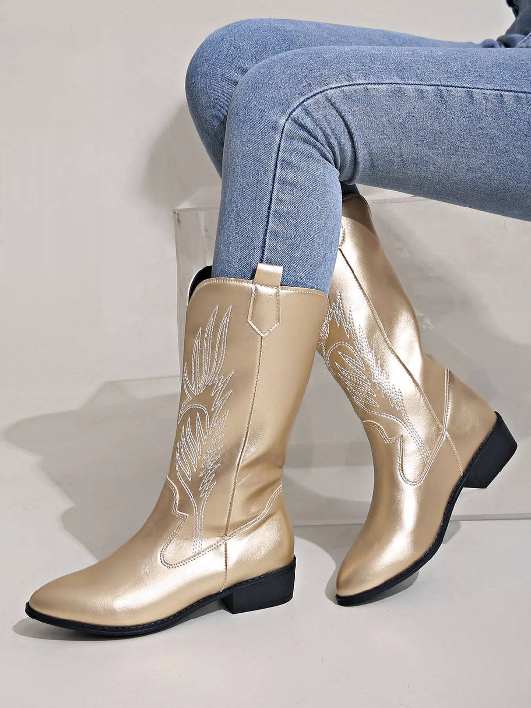 Womens Ankle Boots High Heel Decorative Style
