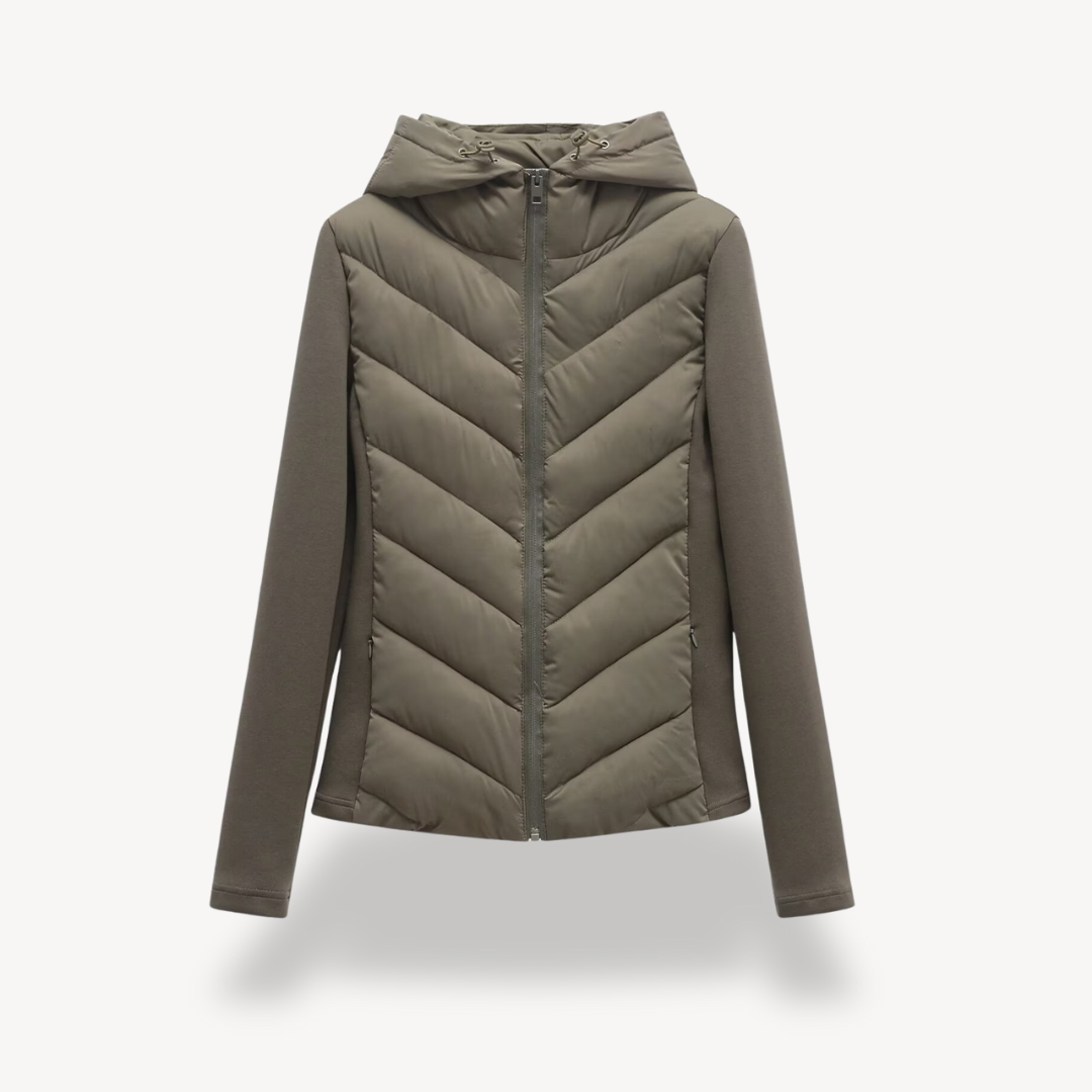 Womens Quilted Jacket Chevron Pattern Regular Fit