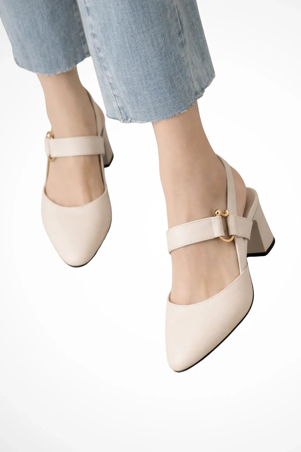 Womens Mary Jane Slingback Shoes with Block Heel