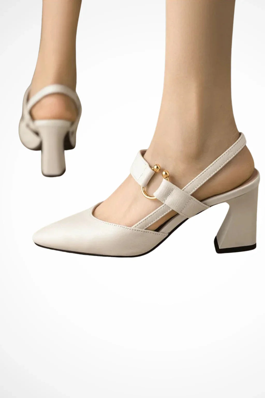 Womens Mary Jane Slingback Shoes with Block Heel