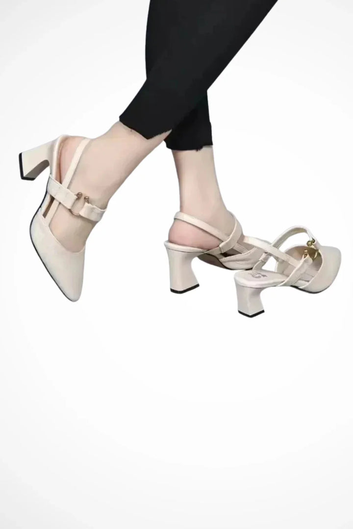 Womens Mary Jane Slingback Shoes with Block Heel