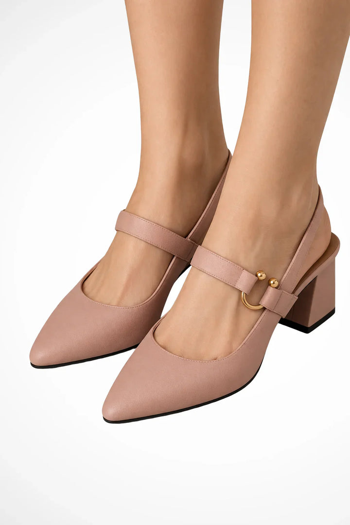 Womens Mary Jane Slingback Shoes with Block Heel