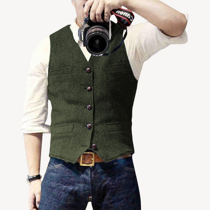 Mens Wool Vest Buttoned Front