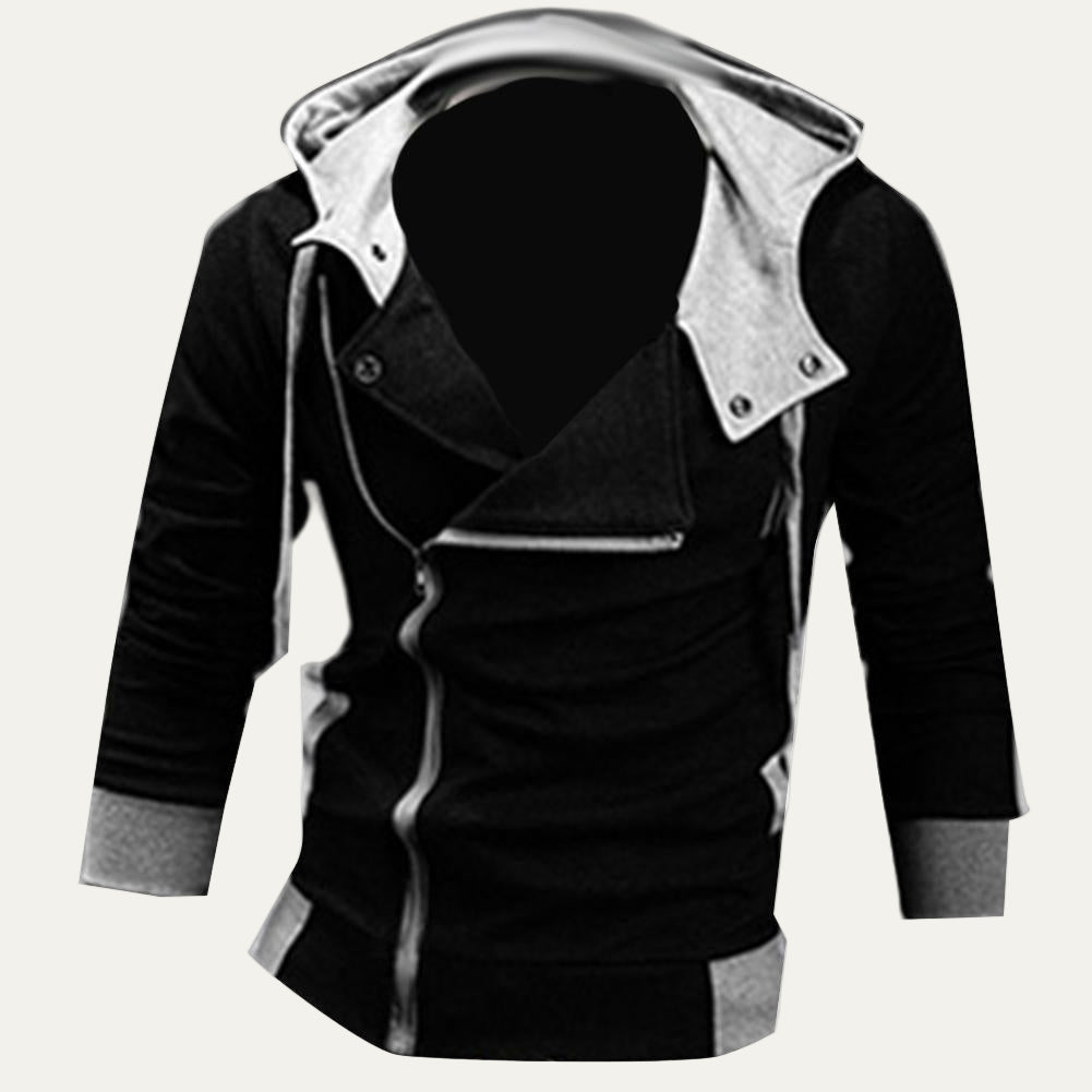 Mens Hoodie Jacket with Military Collar Modern Fit
