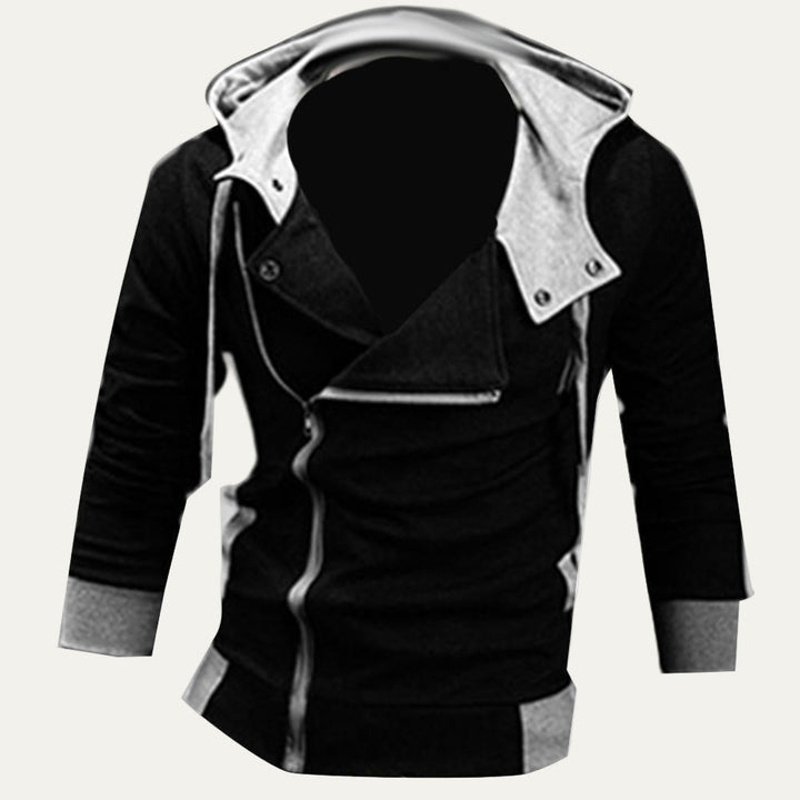 Mens Hoodie Jacket with Military Collar Modern Fit