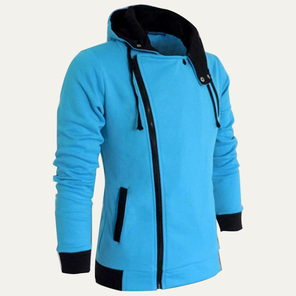 Mens Hoodie Jacket with Military Collar Modern Fit