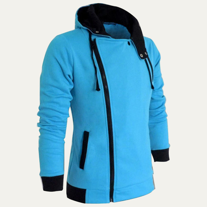 Mens Hoodie Jacket with Military Collar Modern Fit
