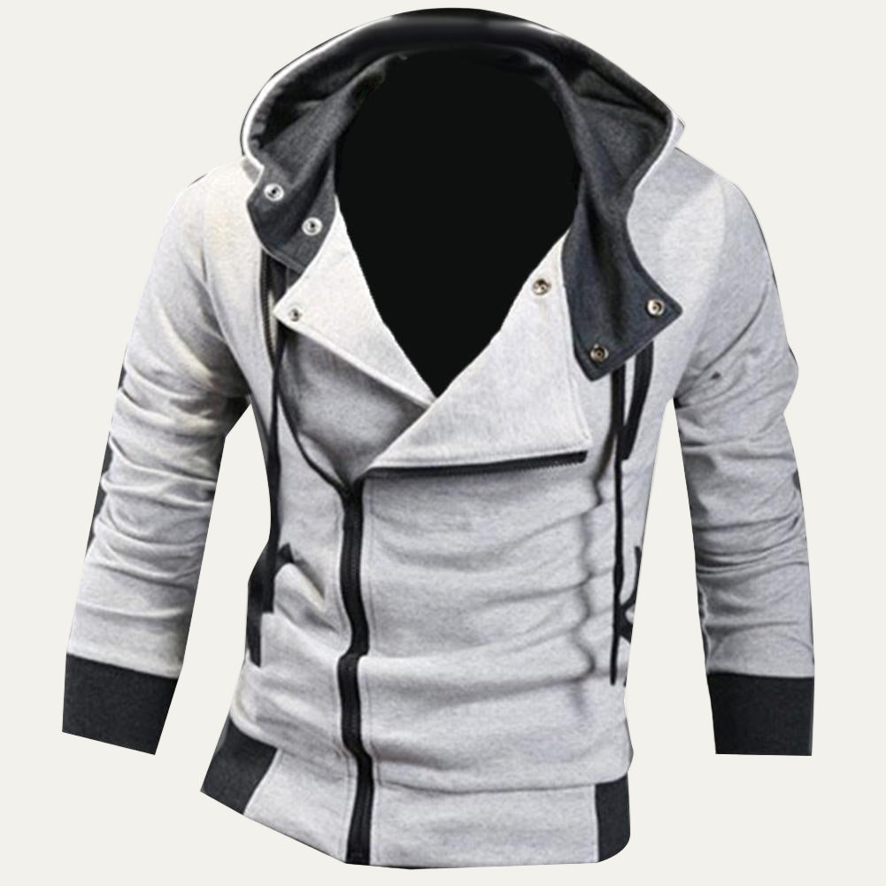 Mens Hoodie Jacket with Military Collar Modern Fit
