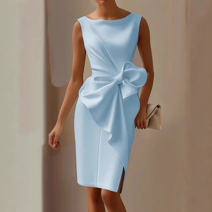 Womens Oversized Sleeveless Midi Dress with Bow Detail