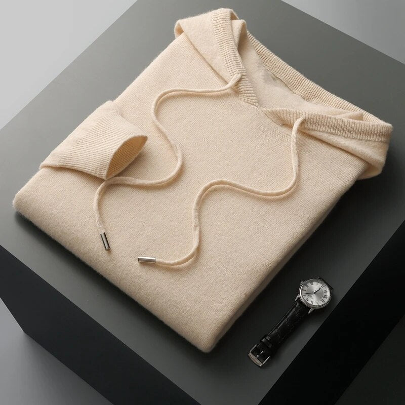 Mens Pullover Knit Sweater Hooded Casual Fit