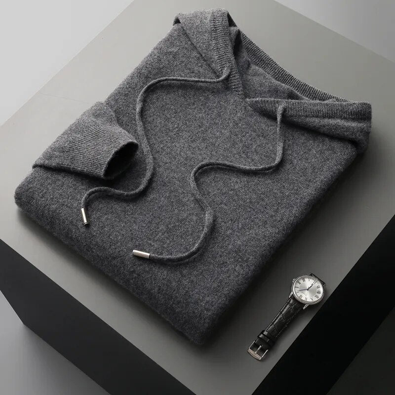 Mens Pullover Knit Sweater Hooded Casual Fit
