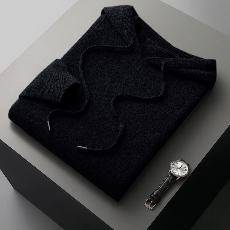 Mens Pullover Knit Sweater Hooded Casual Fit