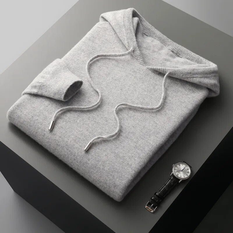 Mens Pullover Knit Sweater Hooded Casual Fit