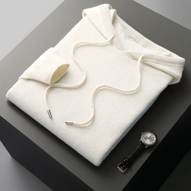 Mens Pullover Knit Sweater Hooded Casual Fit
