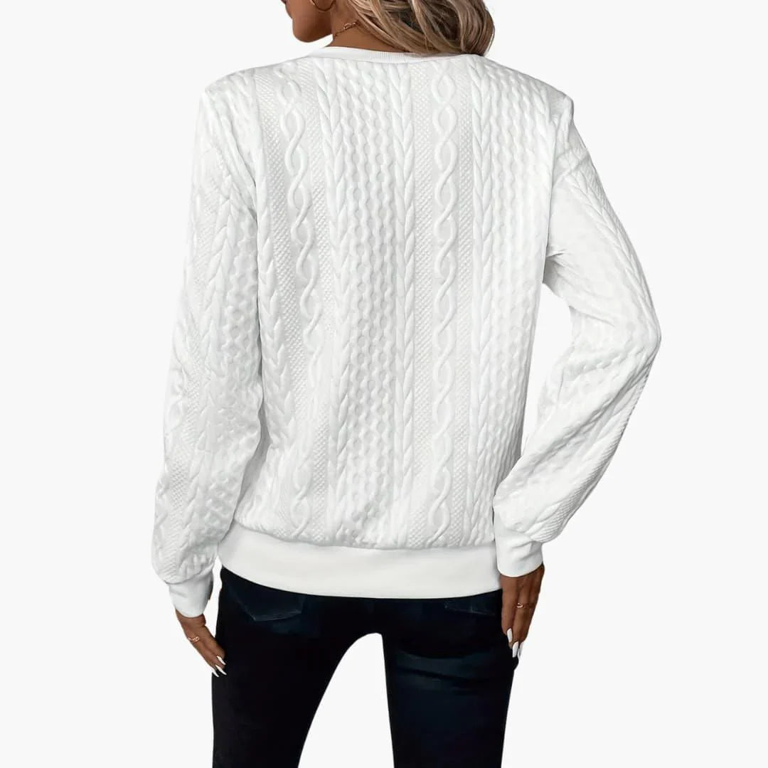 Womens Cable Knit Zip-Front Jumper Long Sleeve