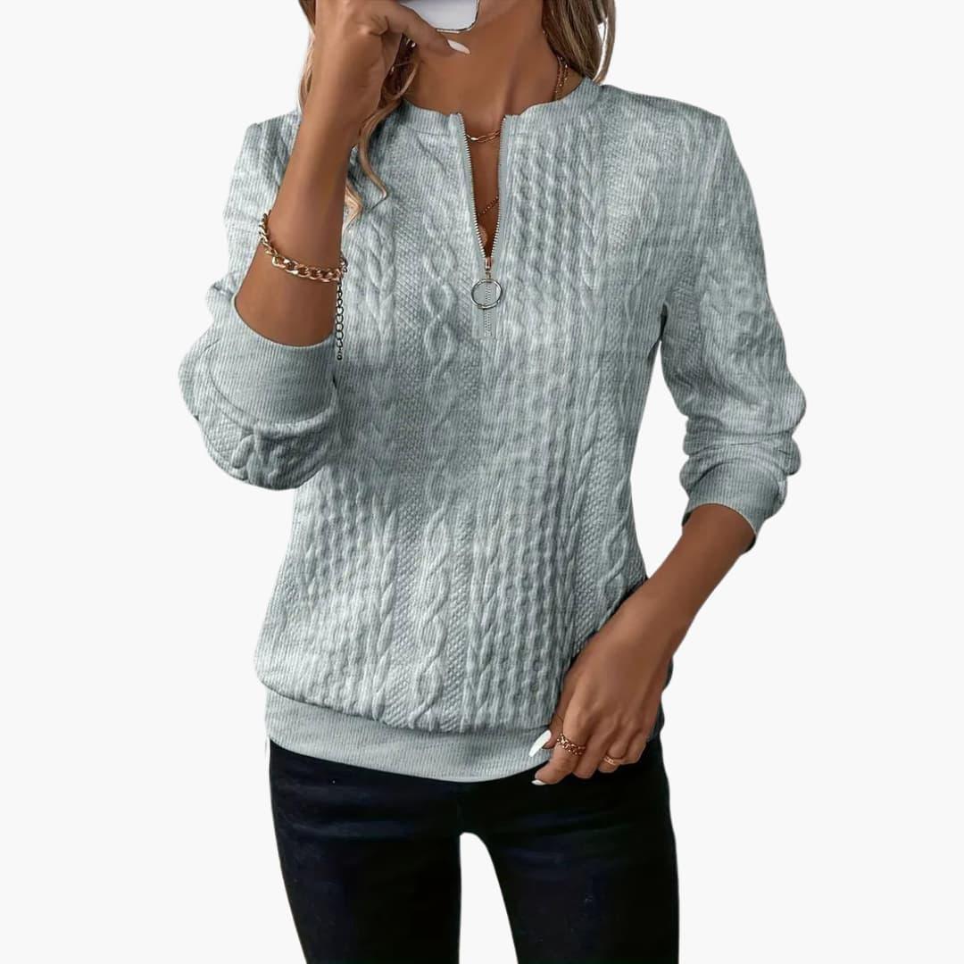 Womens Cable Knit Zip-Front Jumper Long Sleeve