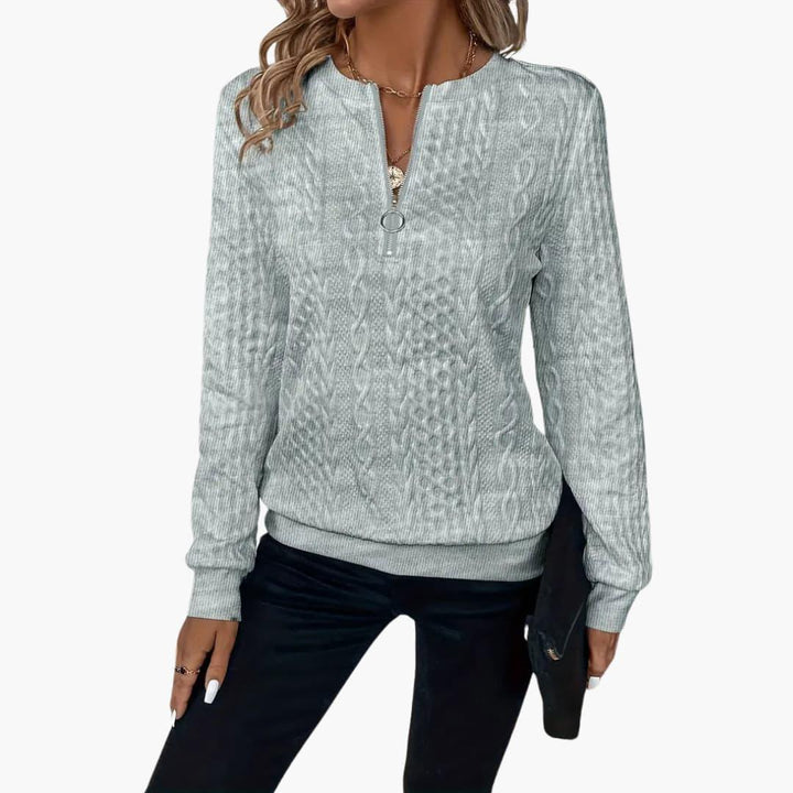Womens Cable Knit Zip-Front Jumper Long Sleeve