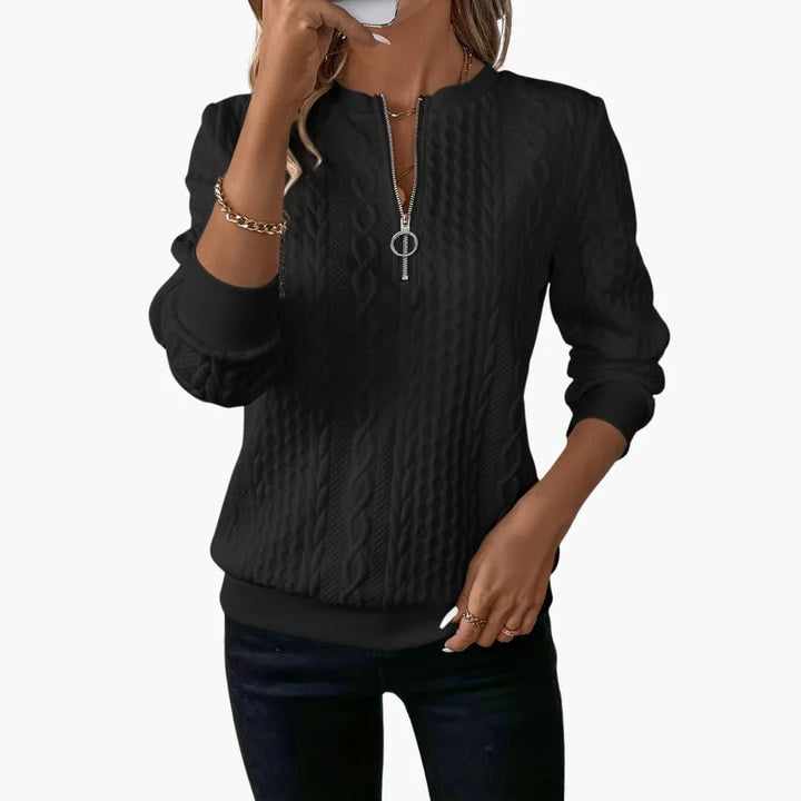 Womens Cable Knit Zip-Front Jumper Long Sleeve