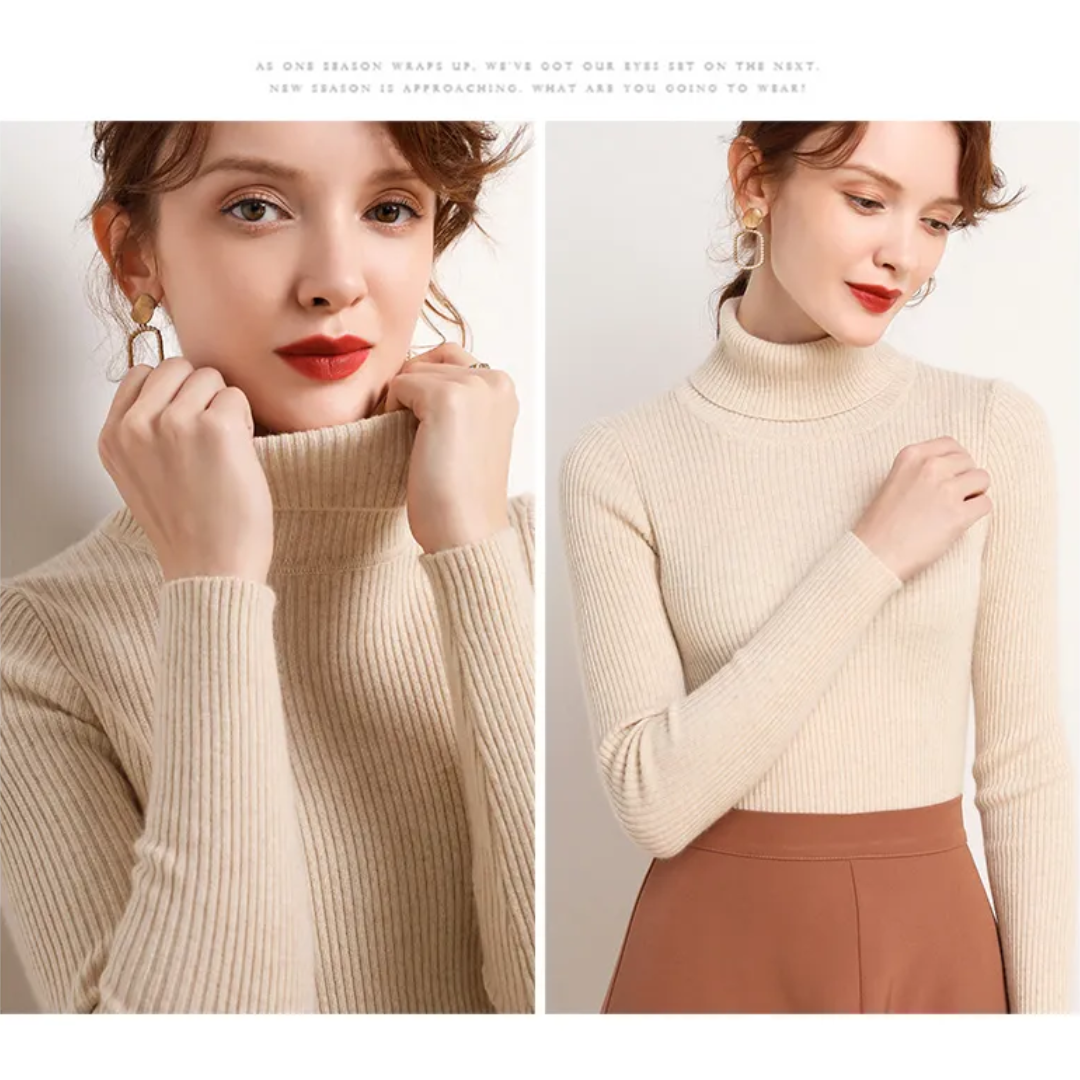 Womens Cashmere Turtleneck Sweater Winter-Ready Fit