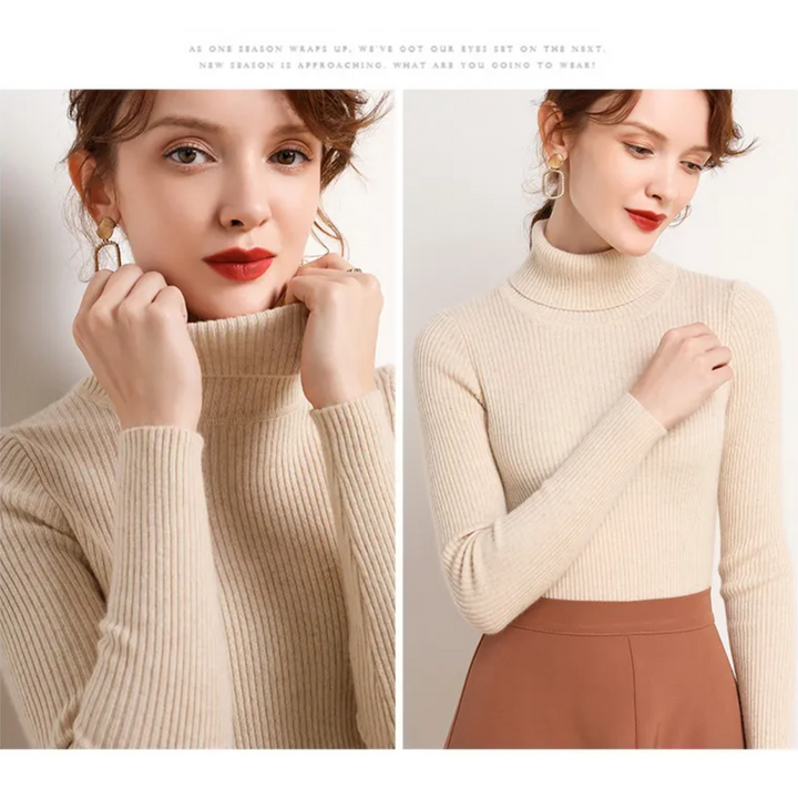 Womens Cashmere Turtleneck Sweater Winter-Ready Fit