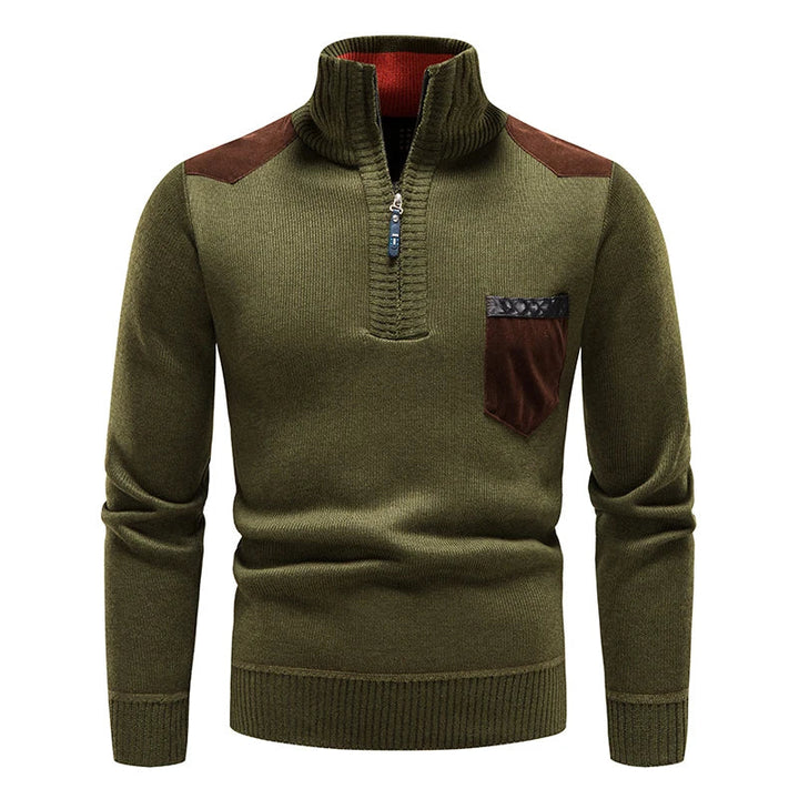 Unisex Cable Knit Zip Sweater Classic Fit