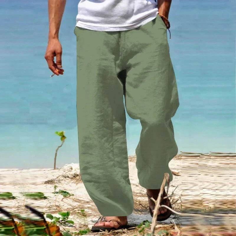 Mens Linen Pants Breathable Durable Classic Fit