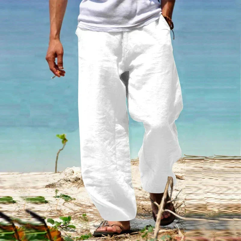 Mens Linen Pants Breathable Durable Classic Fit