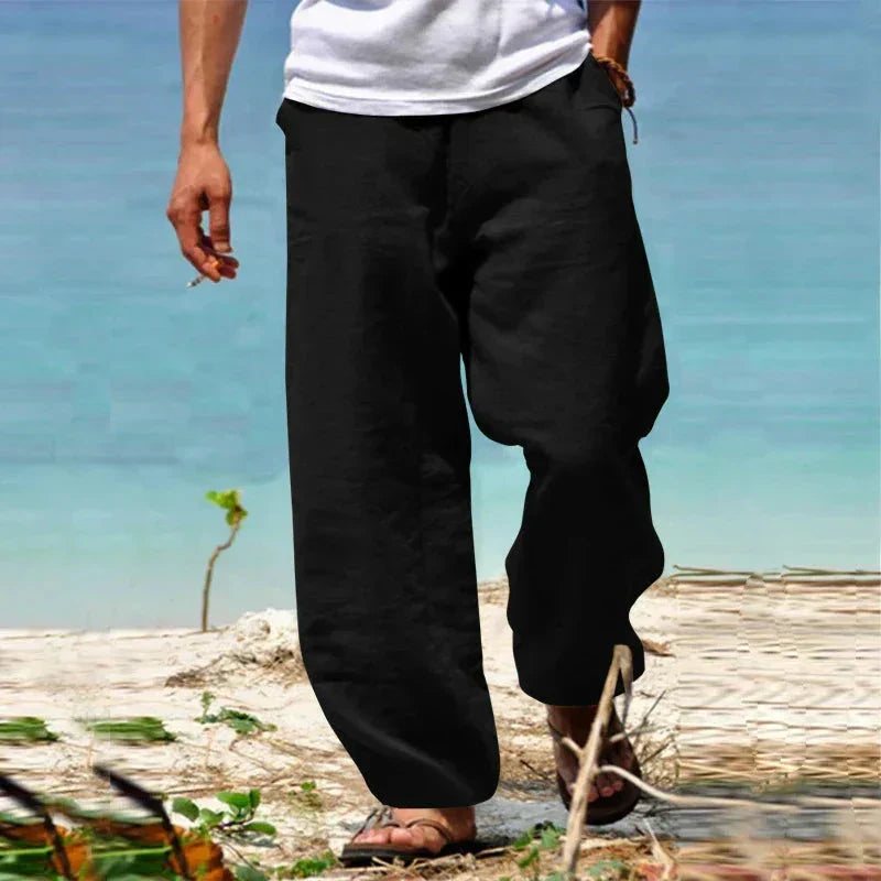 Mens Linen Pants Breathable Durable Classic Fit