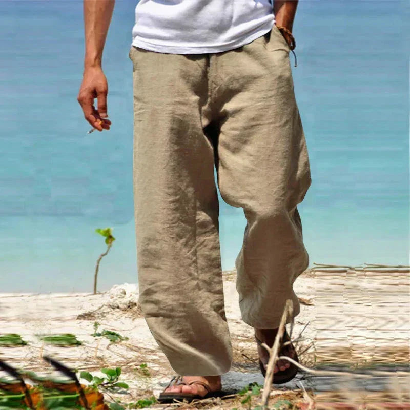 Mens Linen Pants Breathable Durable Classic Fit - BritishMode