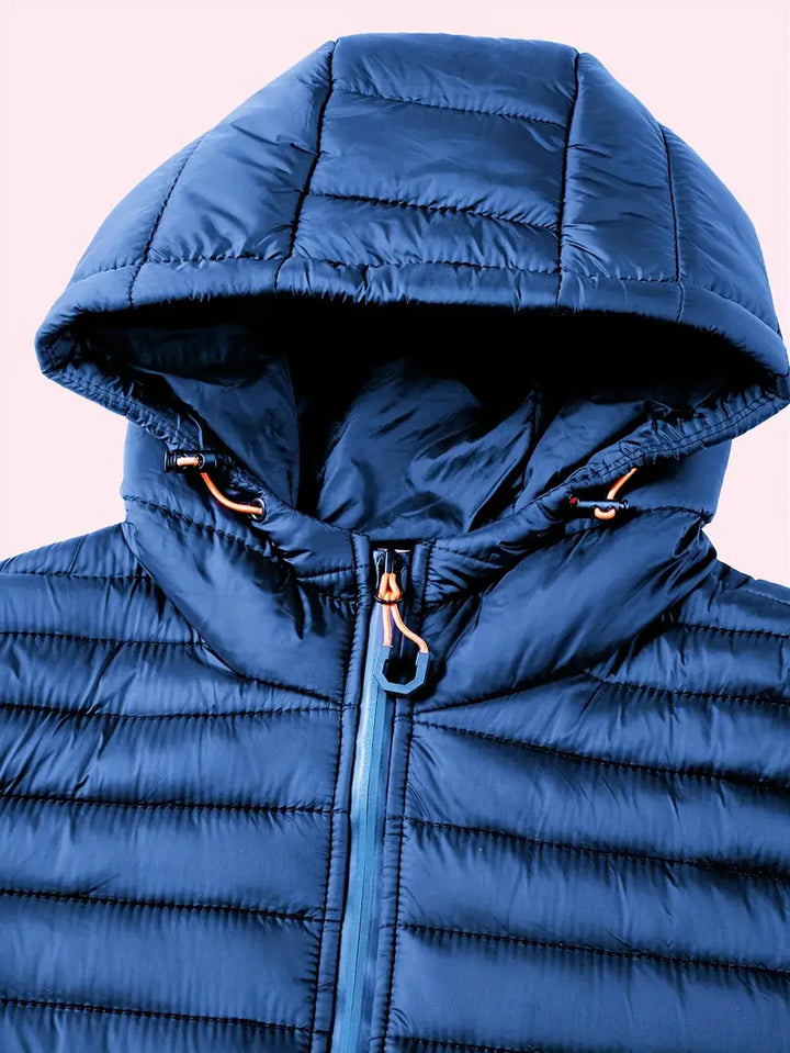 Womens Quilted Puffer Jacket Hooded Full Zip
