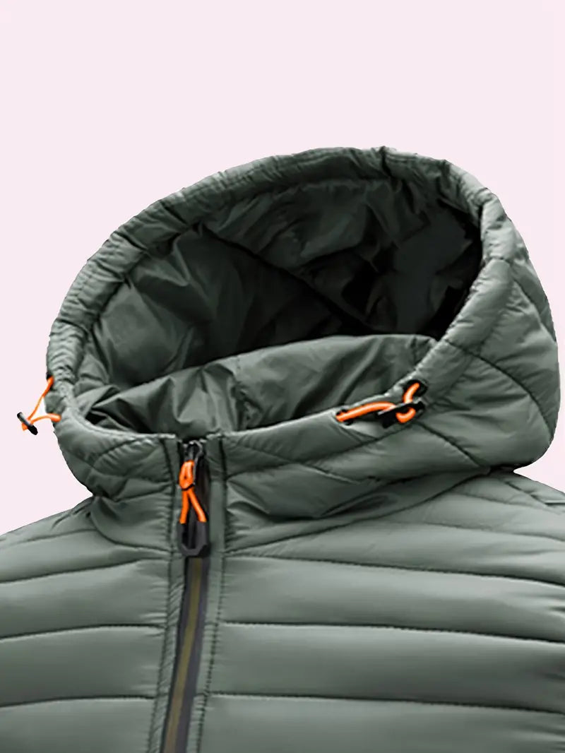 Womens Quilted Puffer Jacket Hooded Full Zip