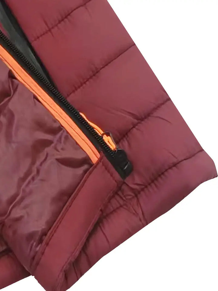 Womens Quilted Puffer Jacket Hooded Full Zip