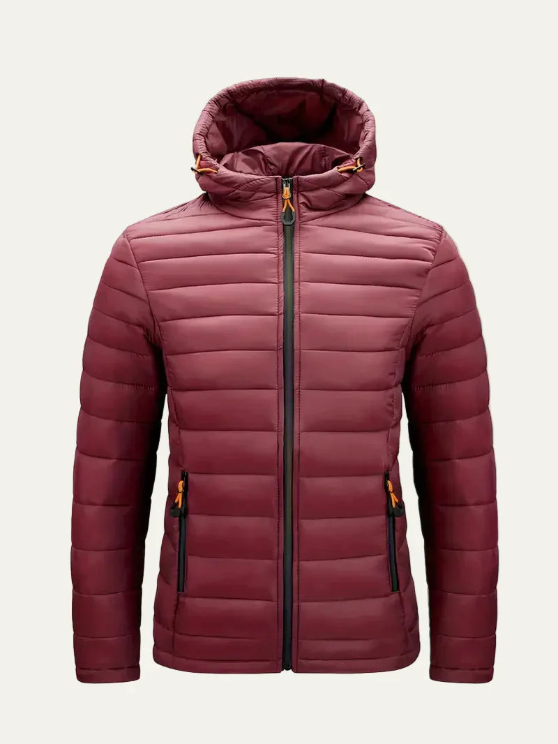Womens Quilted Puffer Jacket Hooded Full Zip