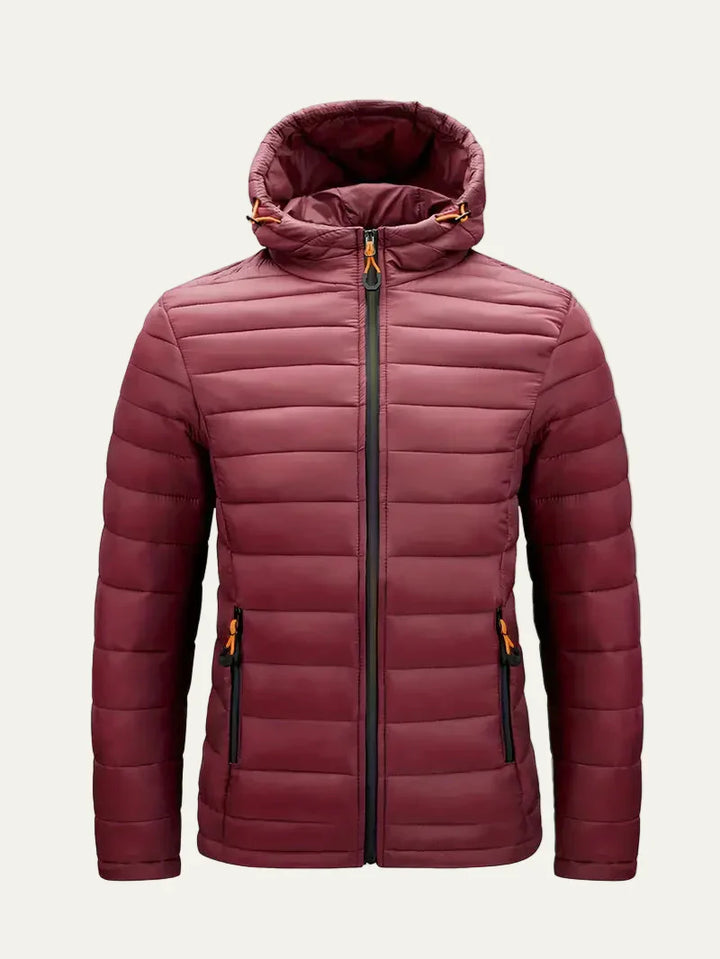 Womens Quilted Puffer Jacket Hooded Full Zip