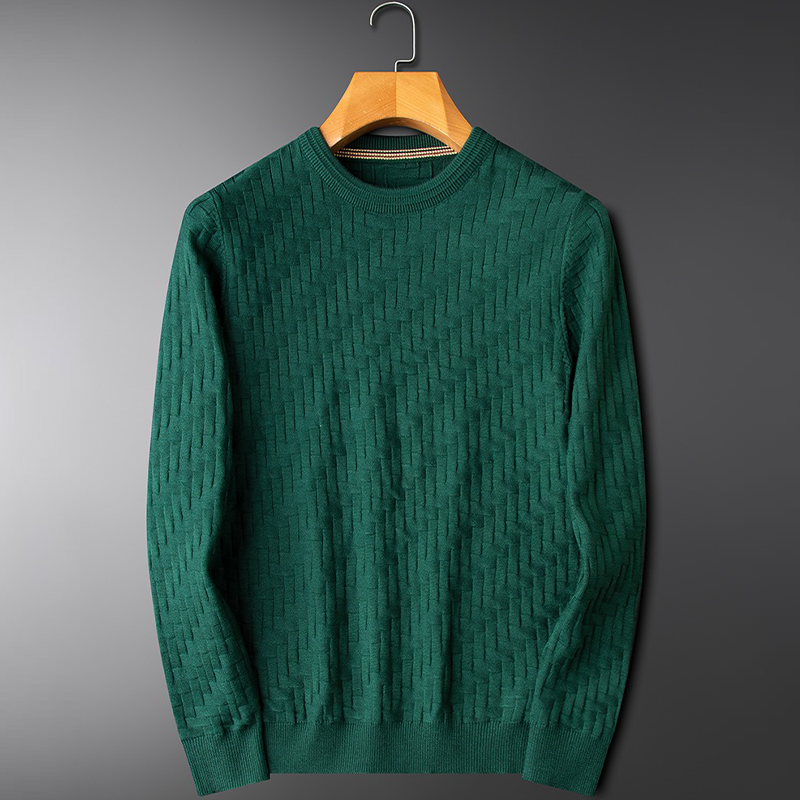 Mens Crew Neck Sweater Wool Blend Warm Fit