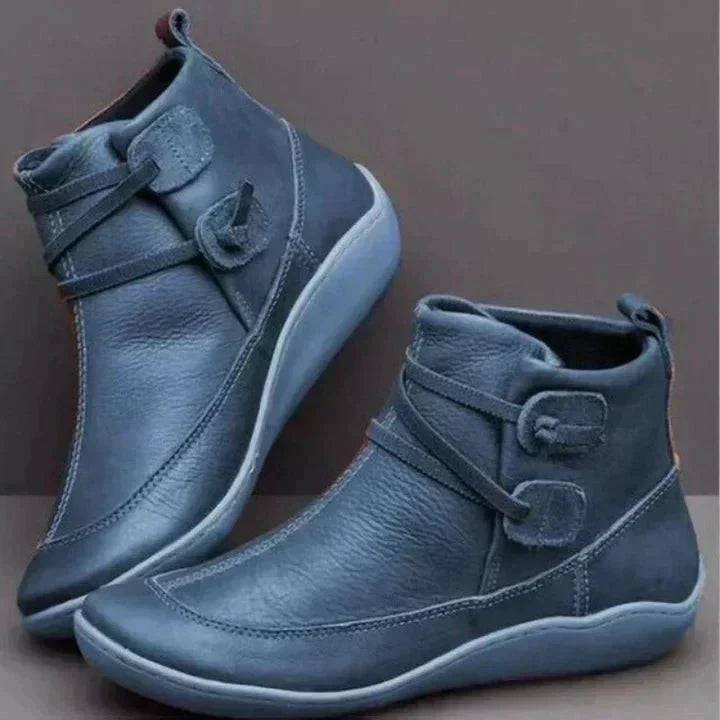 Womens Orthopaedic Mid-Top Boots with Buckle Strap Design