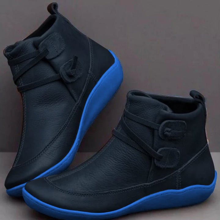 Womens Orthopaedic Mid-Top Boots with Buckle Strap Design