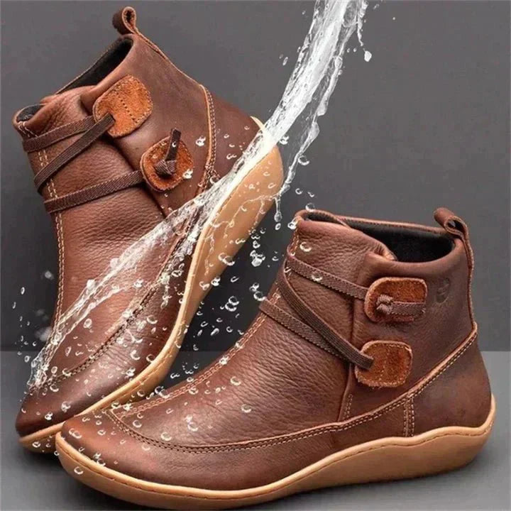 Womens Orthopaedic Mid-Top Boots with Buckle Strap Design - BritishMode