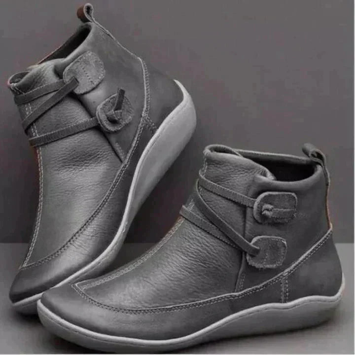 Womens Orthopaedic Mid-Top Boots with Buckle Strap Design