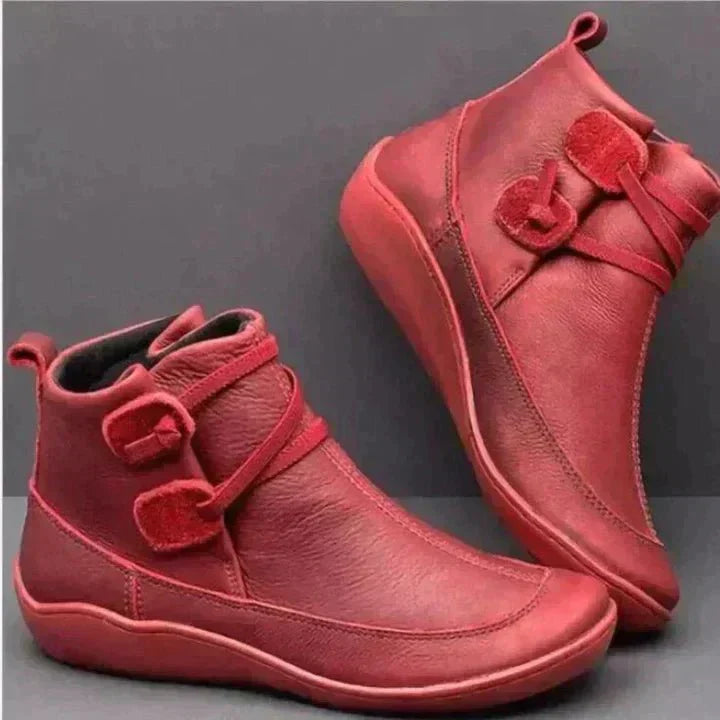 Womens Orthopaedic Mid-Top Boots with Buckle Strap Design