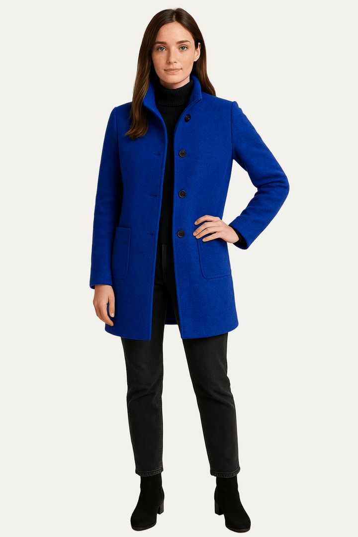 Womens Coat Stand Collar Single Breasted
