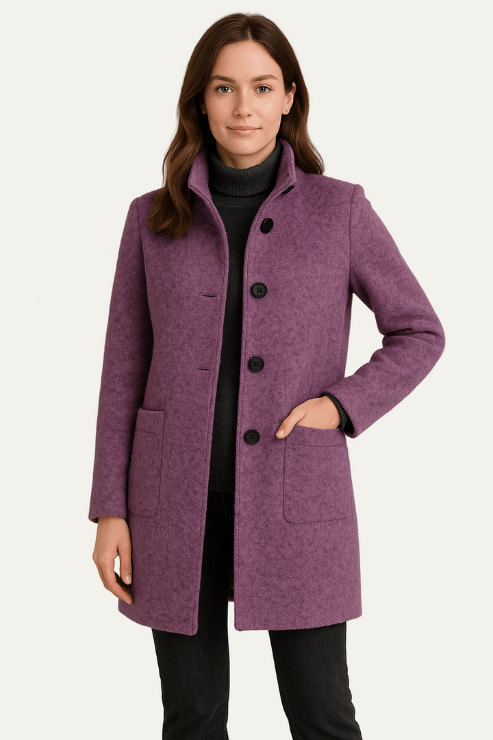 Womens Coat Stand Collar Single Breasted