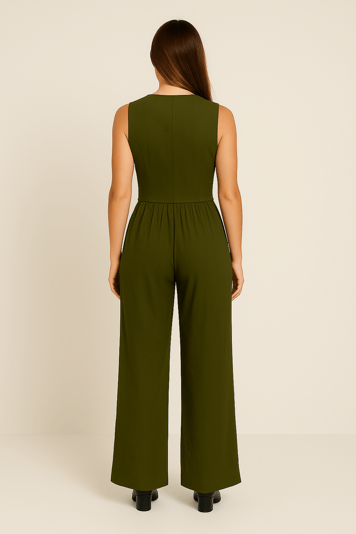 Womens Linen Vest and Wide-Leg Trousers Set