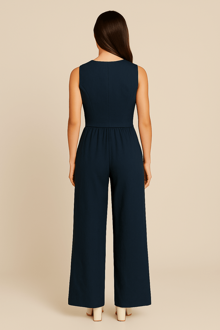 Womens Linen Vest and Wide-Leg Trousers Set