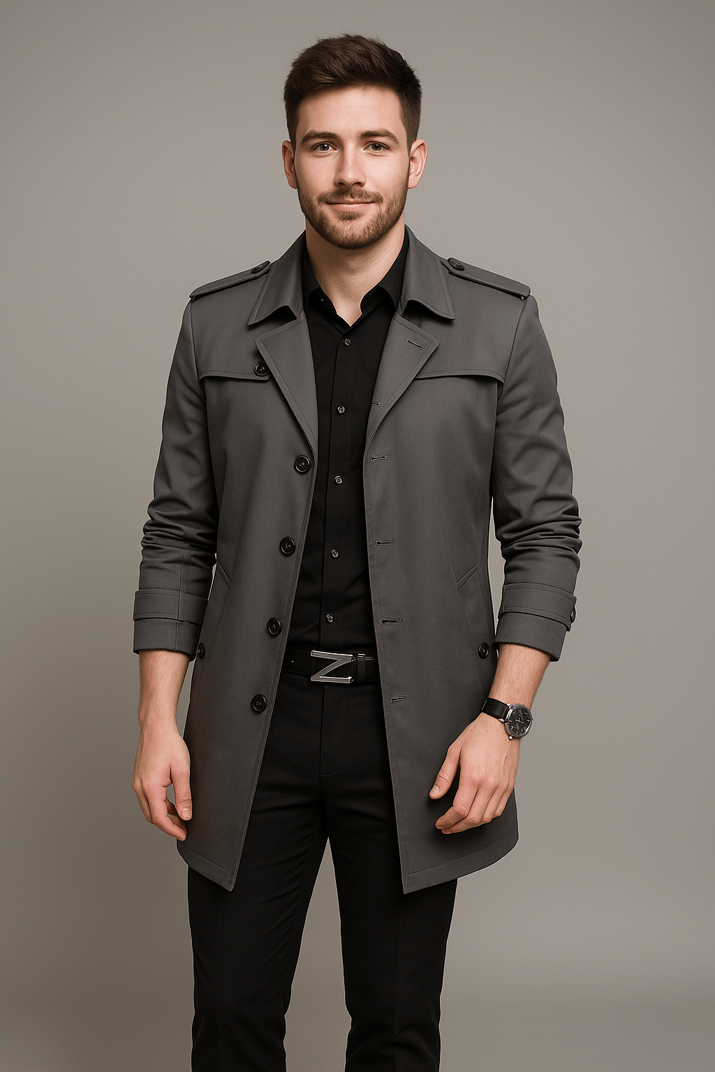 Womens Structured Trench Coat Tailored Fit
