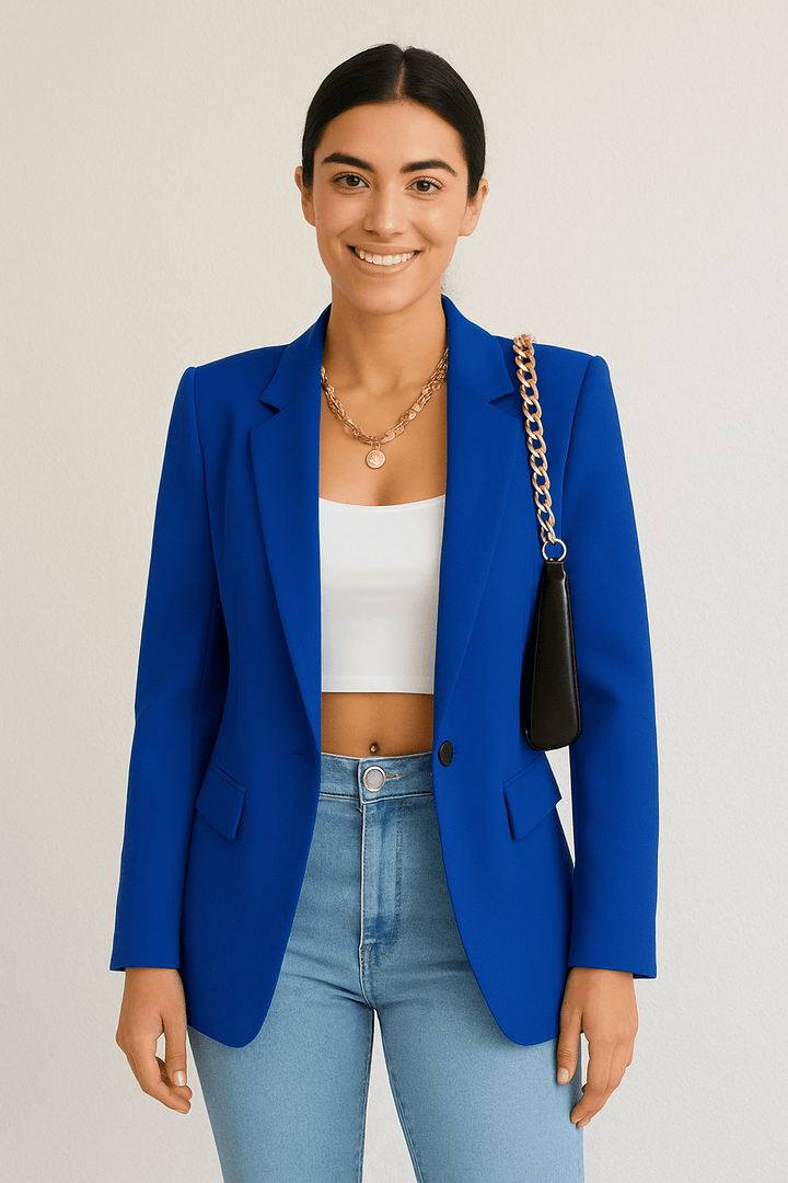 Womens Blazer One Button Slim Fit Classic Jacket