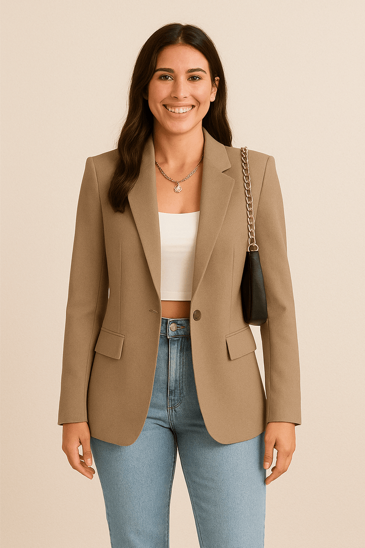 Womens Blazer One Button Slim Fit Classic Jacket