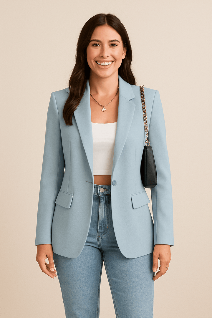 Womens Blazer One Button Slim Fit Classic Jacket
