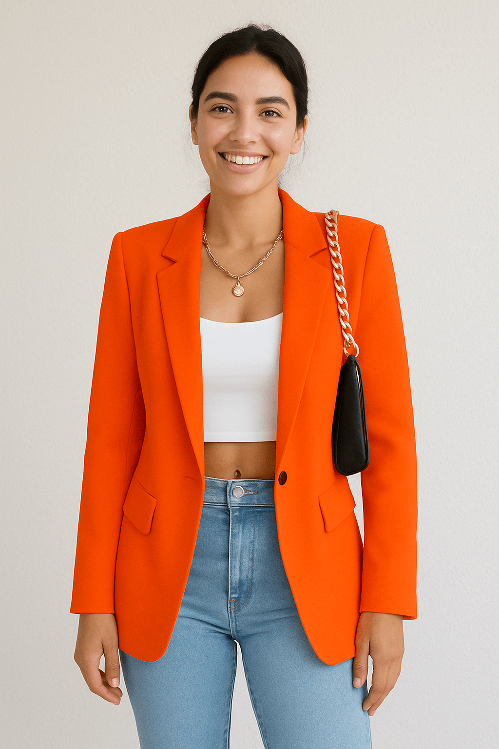 Womens Blazer One Button Slim Fit Classic Jacket
